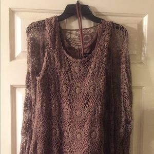 Cachet soft taupe 2 piece floor length dress